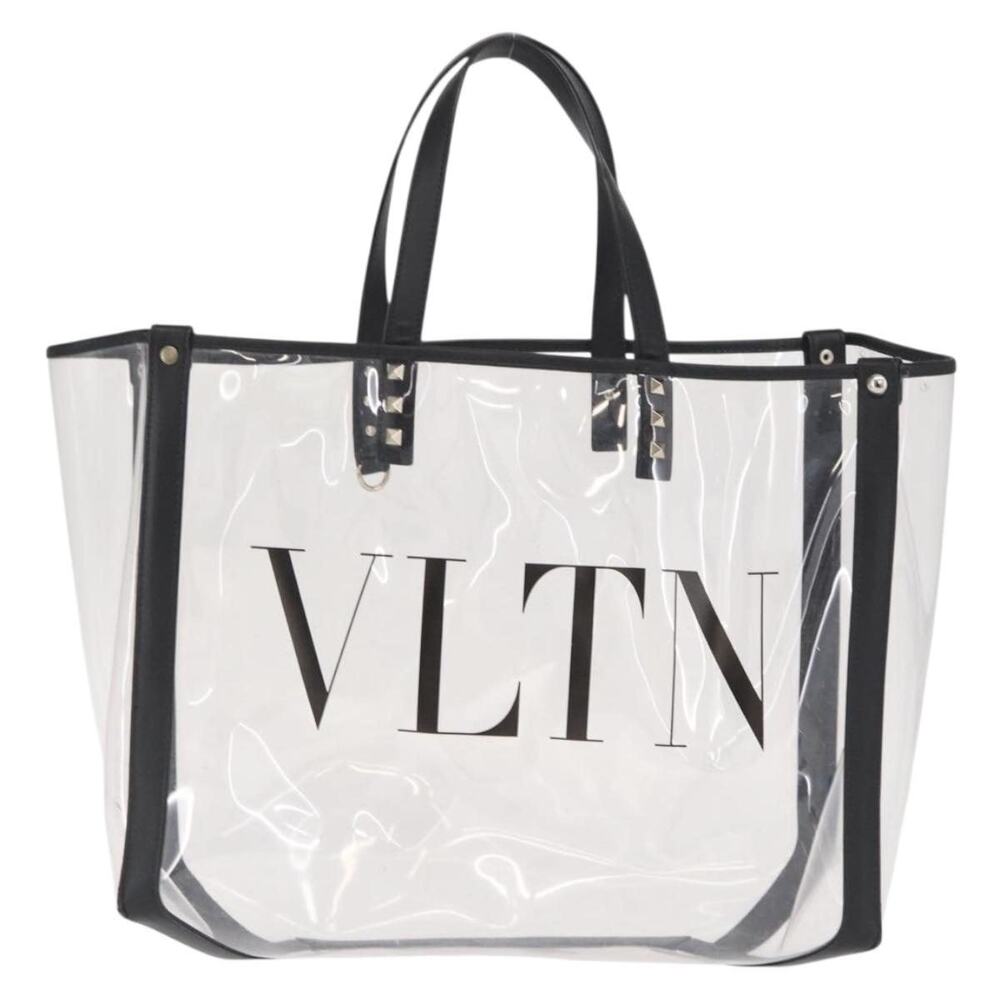 Valentino Vinyl Tote Bag Clear White Synthetic